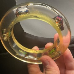 Clear Soft Yellow Vtg Beetle Bracelet Translucent Resin,,1960s, NOS(#1)