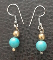 Vintage JTV Blue Howlite Gemstone Beaded Dangle Earrings