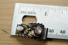 Vintage Sterling Silver and Gold Mother Of Pearl Womans Watch Tips JB48