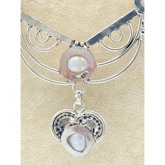 Sterling Silver Baroque Pearl Necklace – Artisan Ornate Design, c. 1990s–2000s