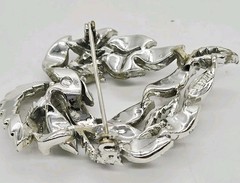 LISNER Brooch LEAF Pin Modern Modernist Signed Textured Vintage 2.25 in