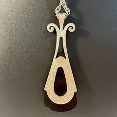 Silver Tone Necklace Vintage Classic Elegance Avon Ebony Teardrop from 1974 Goth