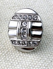 Camrose & Kross Jackie Kennedy Silver Rhinestone Earrings Pierced Signed Box COA