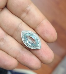 Vintage Platinum Engagement Ring 5.50ct.Natural Sky Blue Marquise Aquamarine