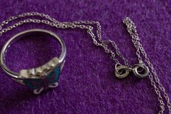 Vtg 925 Sterling Silver Jewelry Lot: 1987 Avon Ring, IBB chain, Heart Locket, S