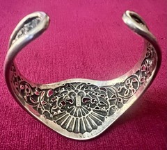 VINTAGE 800 SILVER WIDE CUFF BRACELET INTRICATE PEACOCK DESIGN 38 GRAMS