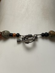 Stunning Heavy Vintage Sterling Silver Ammonite Snail Beaded Pendant Necklace
