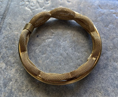 Vintage FRANCOIS Signed Gold Tone Mesh Bangle Bracelet