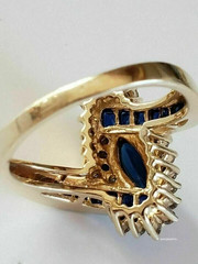 3.00Ct Marquise Sapphire Lab Created Diamond 14K Yellow Gold FN Engagement Ring