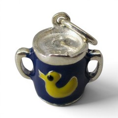 Sterling Silver Blue Sippy Cup Charm for Bracelet Its a Boy Gender Reveal Gift