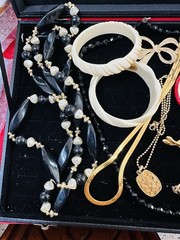 Vintage Estate Lot Of 13 Pieces Of Costume Jewelry Bohemian Glass