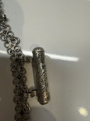 Antique silver alloy necklace, charms, 92gr. From Middle East. Mid-Century.