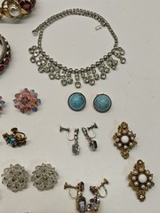 Vintage Rhinestone & Other Jewelry Lot Bracelets, Earring, Necklaces Etc.