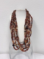 RARE Vintage Chinese Real Carnelian Hand Beaded necklace Multi Strands 925 Clasp