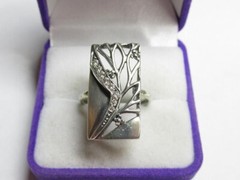 Authentic Leafy Cocktail Art Edeco Ring 2 Ct Lab Created Diamond 14k White Gold
