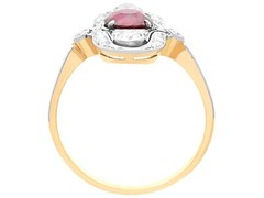 Antique Edwardian 1.18Ct Ruby and 0.66Ct Diamond, 14k Yellow Gold Dress Ring