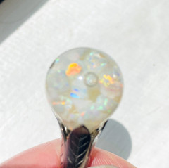 Vintage Floating Opal Sterling Silver Pendant Necklace 30mm 24 Inch Chain