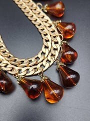 Gorgeous Double Layered Statement Necklace with Acrylic Charm Beads