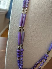 Sugilite? HAND CRAFTED Sterling Silver 0.925 VTG 22″ NECKLACE Statement