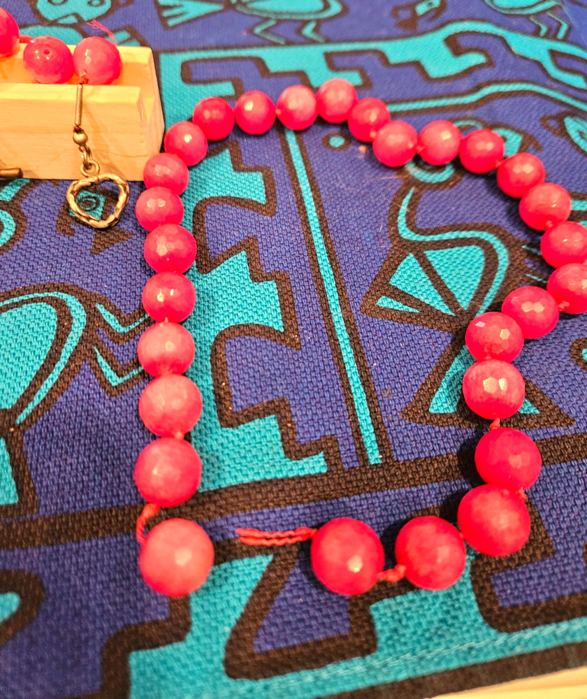 Red Coral beads 16″ broken necklace cord and broken earring and solo bead