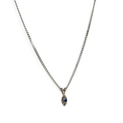14K Solid White Gold Natural Blue Sapphire Reflect Pendant Necklace