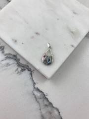 Vintage 925 Sterling Silver Purple Abalone Teardrop Minimal Pendant