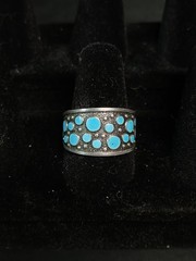 Vintage Soviet 875 Silver Turquoise Ring Russian Size 8.5