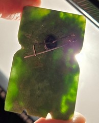 Vintage Mayan/Aztec Mexican Jade Gemstone Tribal Head/Mask/Face Pin, 2 Inches