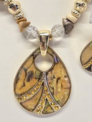 Kenneth Cole KC Enamel Rhinestone Gemstone Necklace & Earring Set