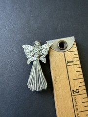 Vintage Fairy Angel Brooch Pin Religious Whimsycore Silver Tone