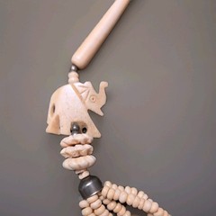 Vintage Carved Elephant BOHO Necklace Ethnic With Circle Pendant