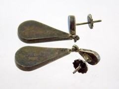 Sterling Silver Lapis Lazuli Inlay Teardrop Stud Earrings 925 4.8g 1.25 Inches