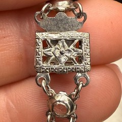 Vintage Rhinestone Tennis Bracelet Open Bezel Pale Blue 6.5” READ