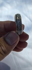 Vintage Men’s 925 Sterling Silver Greek Key Fidget Spinner Band Ring US Size 14