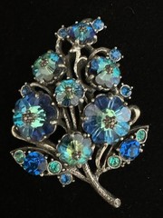 VTG Weiss Watermelon Peacock Blue Purple Margarita Rivoli Grapes Brooch/Pin