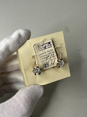 USSR 583 Gold Earrings Garnet Flower Design NOS Soviet Russian Jewelry Tag 4.22g