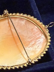Vintage Italian 800 Silver Vermeil Cameo Jewelry Set Three Graces Clip Earrings