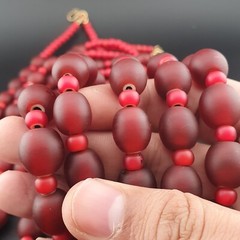 Venetian Red WhiteHeart Trade Glass Beads Necklace 12.6mm x 11.4mm & 6-7mm