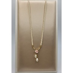 1928 Brand Pink Rose Pendant Necklace Faux Pearls Vintage Set Pierced Earrings