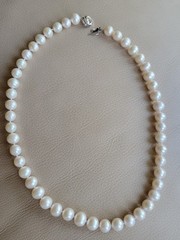 VINTAGE CULTURED 9-10 mm PEARL NECKLACE W/ 14K SOLID WHITE GOLD CLASP 18 inch
