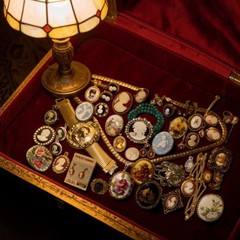 Huge Estate Heirloom Cameo Vtg Mod Romantic Jewelry Lot Brooch Locket Flowers