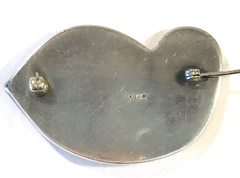 Sterling Silver + Teak 2″ ‘Bird’ Mid-Century Pin, Secure Rollover Clasp-Stunner!