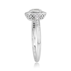 Art Deco Style Asscher Lab Created Doiamond 14K White Gold FN Engagement Ring