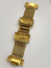 Vintage LUCIEN PICCARD Bracelet Rich Gold Faux Pearl Purple Glass CHANNEL SET