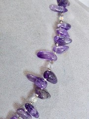 VINTAGE STERLING SILVER LOBSTER CLASP AMETHYST NUGETT GRADUATED NECKLACE