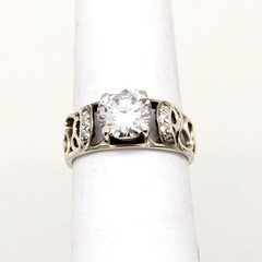 Vintage Elegant RING Silver 925 with Bright Stone -size: 8.75US (18.5mm)| UA #56
