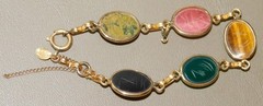 Bal-Ron Signed 5 Multicolor Scarab Link Bracelet 1/20 12k GF 7.50” L Vintage