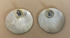 Vintage MOTHER OF PEARL Earrings Large Abalone Circles Pierced post Mermaid BOHO