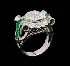 Genuine Handmade Art Deco Square Emerald With Old Mine Cut CZ 925 Silver Ring