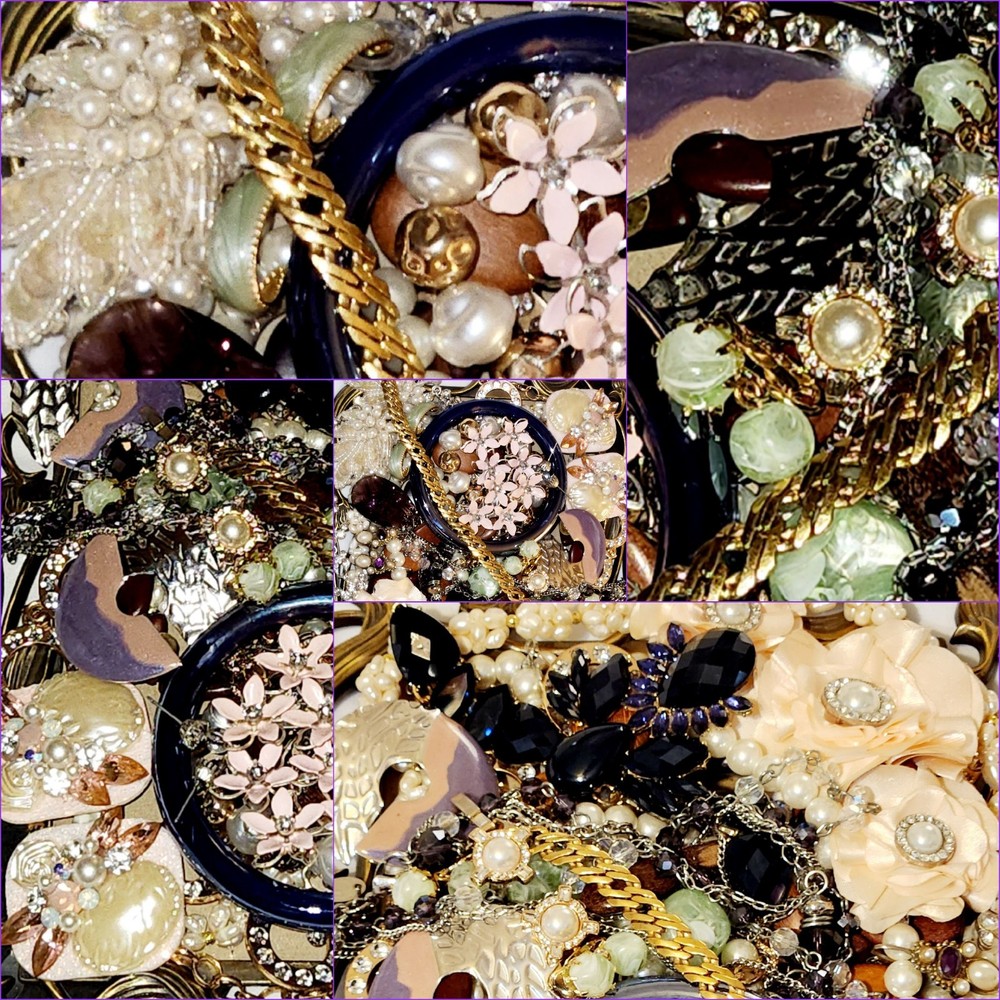 Vintage Jewelry Lot Wearable Necklaces Bracelets Earrings Some Signed #1